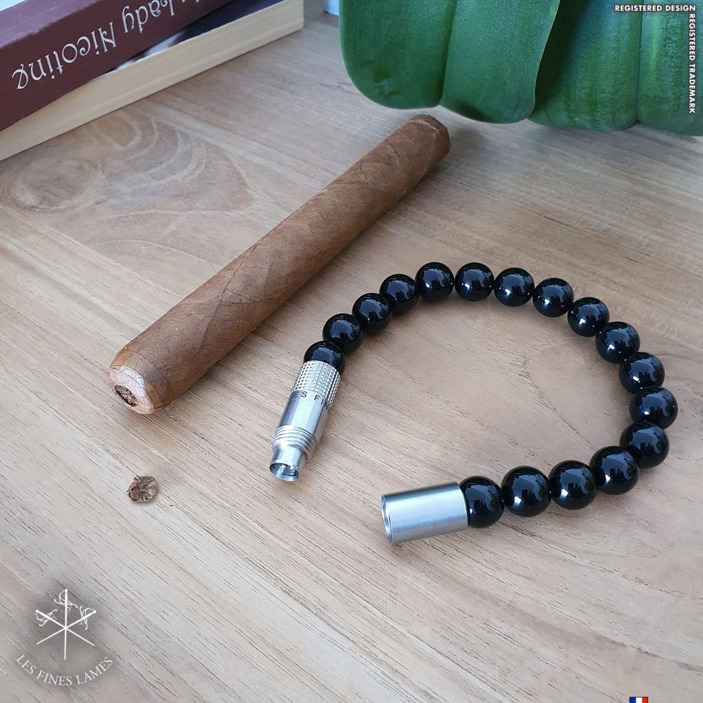 Les Fines Lames Punch Bracelet Solo Steel Onyx (10mm) – Bild 3