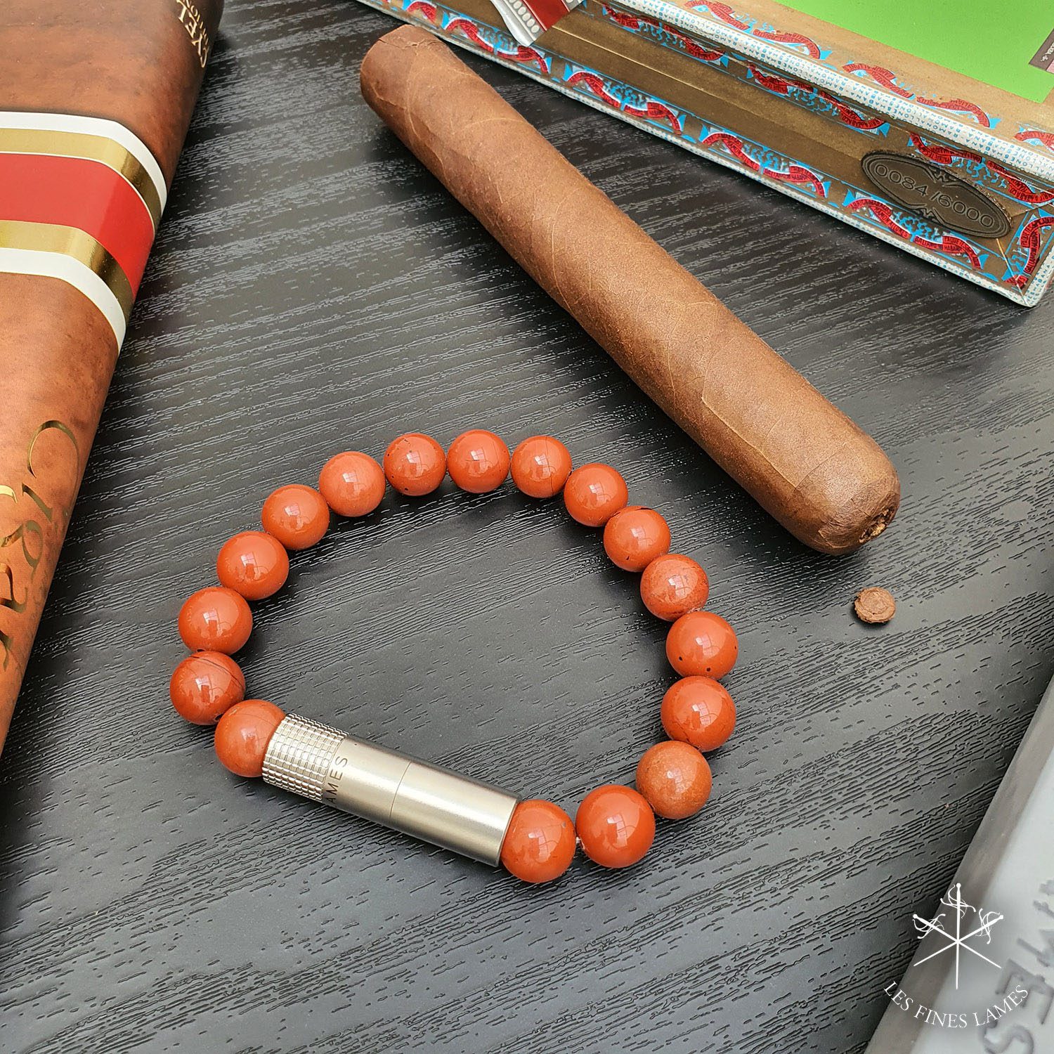 Les Fines Lames Punch Bracelet Solo Steel Red Jasper (10mm) – Bild 3