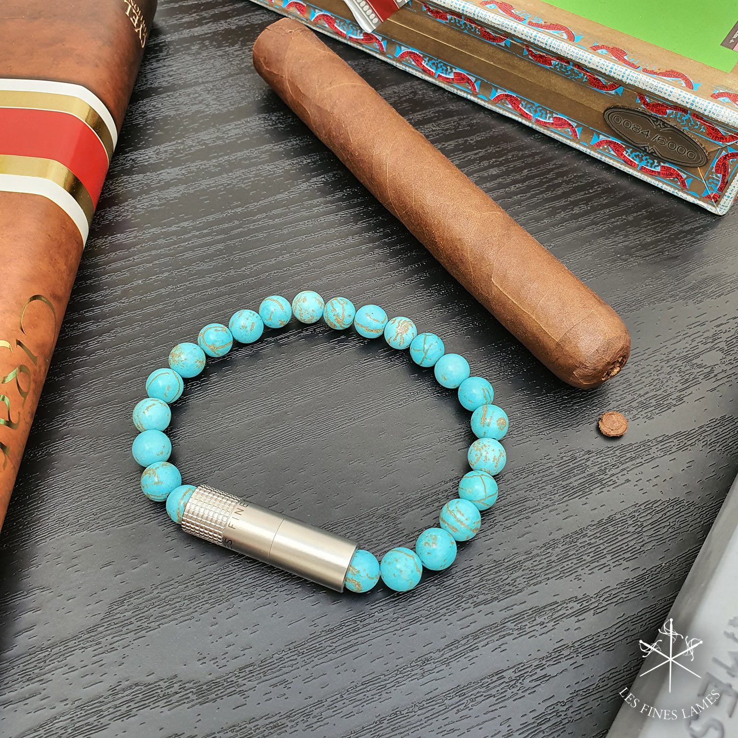 Les Fines Lames Punch Bracelet Solo Steel Turquoise (8mm) – Bild 3
