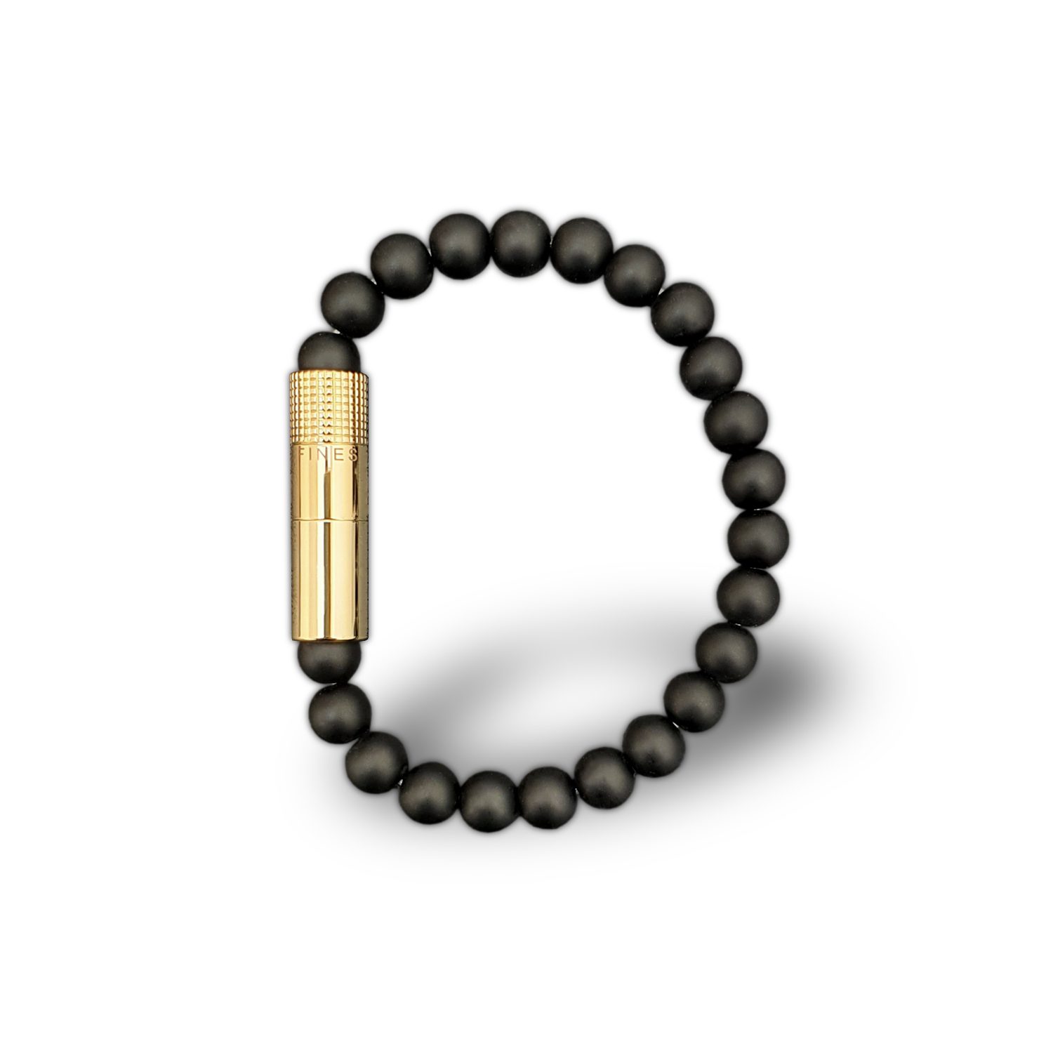 Les Fines Lames Punch Bracelet Solo Gold Onyx Matt (8mm)