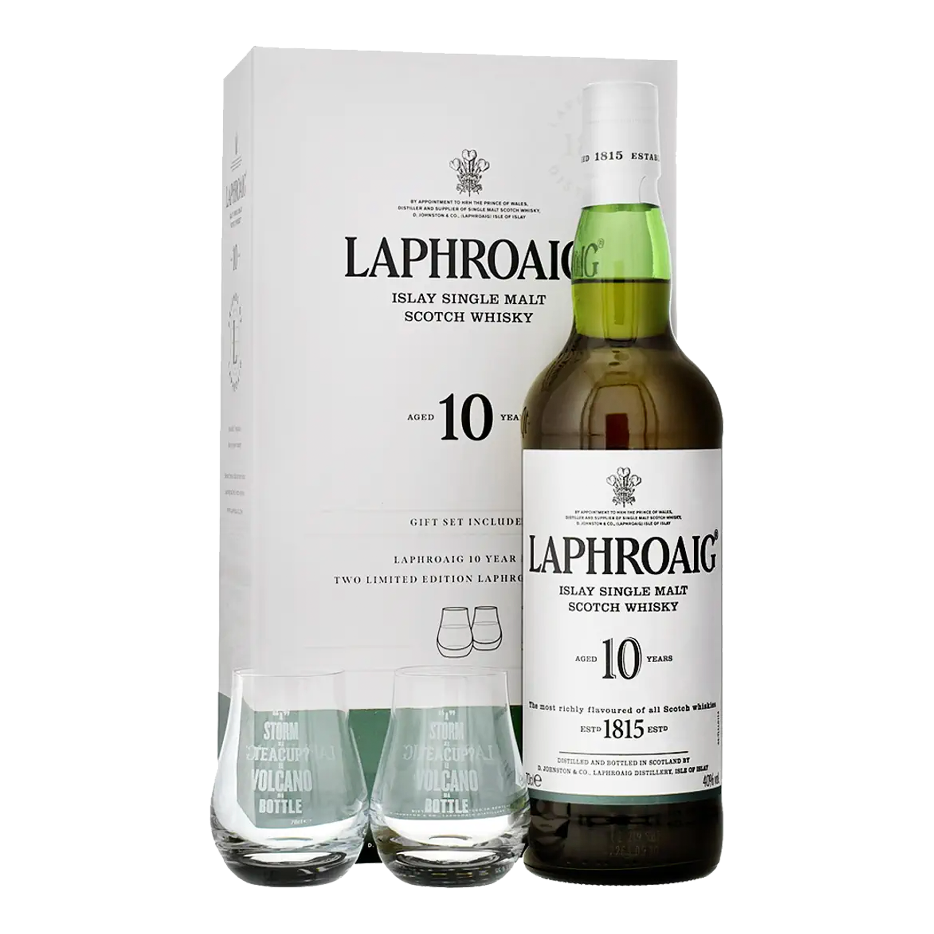 Laphroaig 10 Years Single Malt Whisky 70cl Set mit zwei Gläser