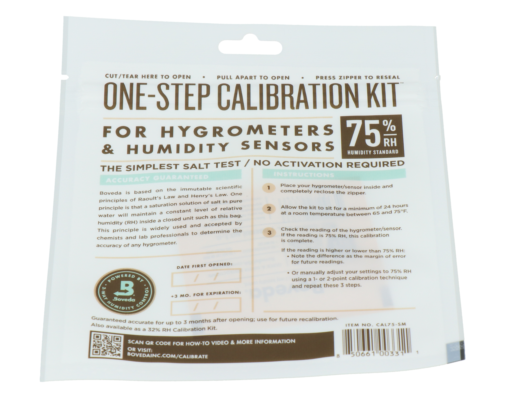 Boveda One-Step Hygrometer Calibration 75%
