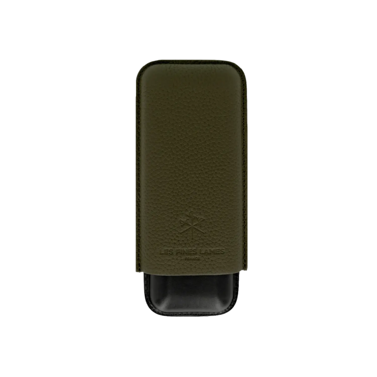 Les Fines Lames OD Green Pebble Leather Zigarrenetui DUO