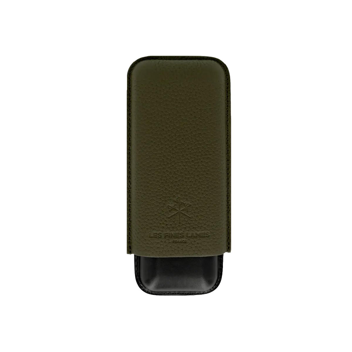 Les Fines Lames OD Green Pebble Leather Zigarrenetui DUO